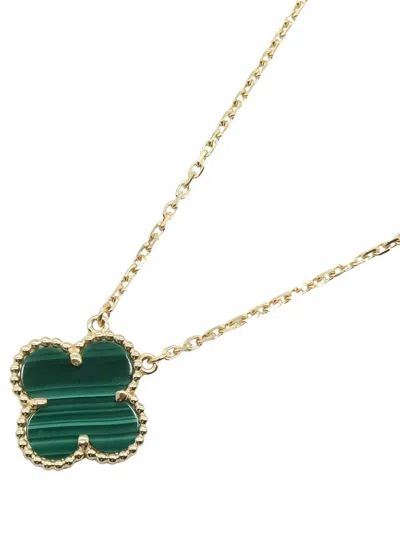 Pre-owned Van Cleef & Arpels 2010s 18k Yellow Gold Vintage Alhambra Malachite Necklace