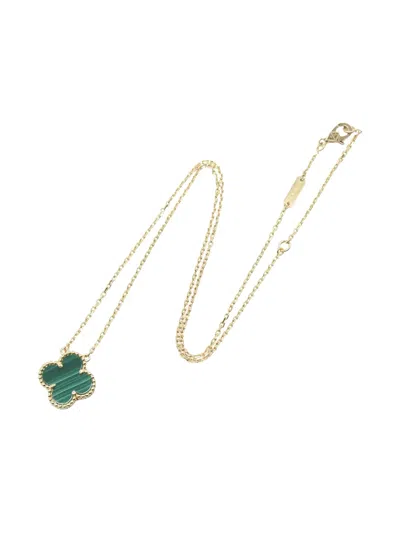 Pre-owned Van Cleef & Arpels 2010s 18k Yellow Gold Vintage Alhambra Malachite Necklace