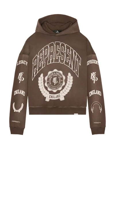 Represent Legacy Crest Hoodie In Brown
