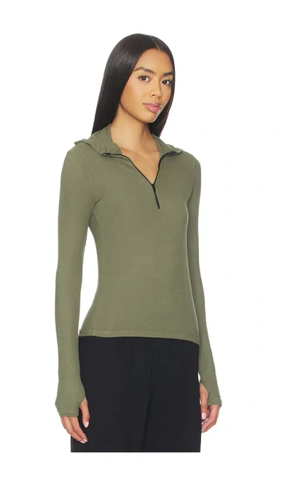 Michael Lauren Jove Long Sleeve Half Zip Top In Green