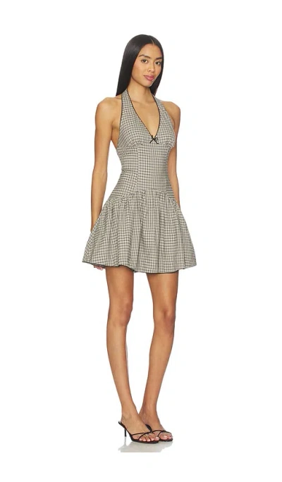 Nia Ollie Sleeveless Halter Minidress In Black