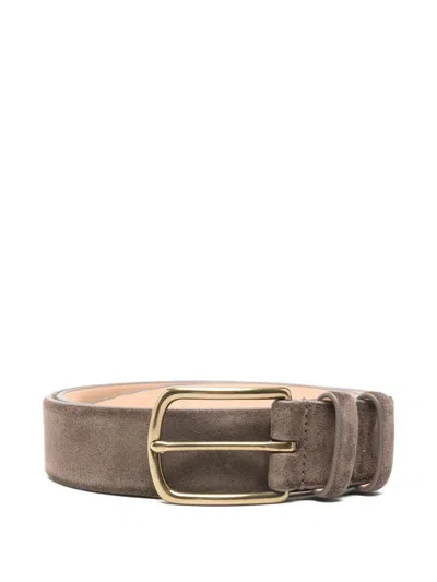 Officine Creative Suede Buckle Belt In Brown