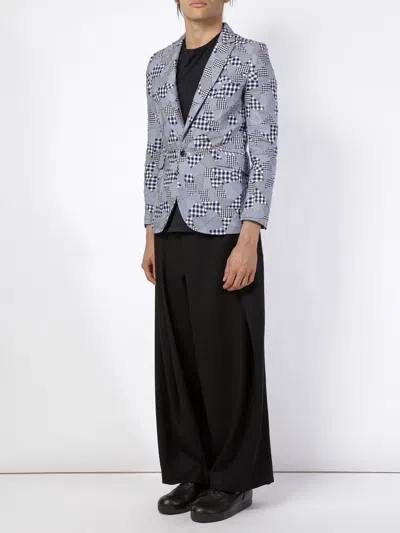 Anrealage Gingham Patch Blazer In Blue