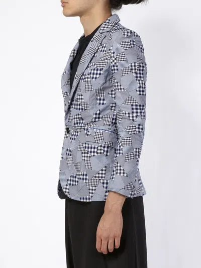Anrealage Gingham Patch Blazer In Blue