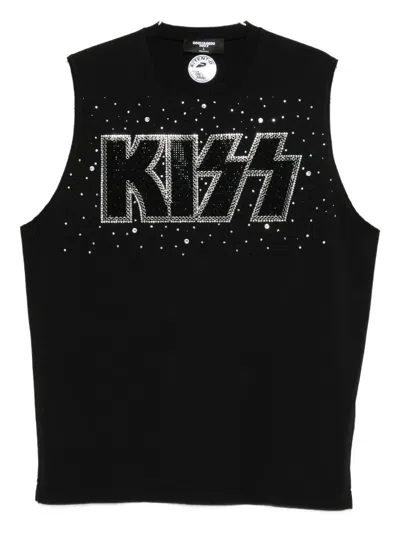 Dsquared2 Graphic Print Sleeveless Crew Neck T-shirt In Black