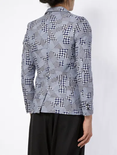Anrealage Gingham Patch Blazer In Blue