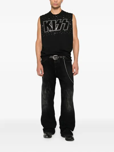 Dsquared2 Graphic Print Sleeveless Crew Neck T-shirt In Black