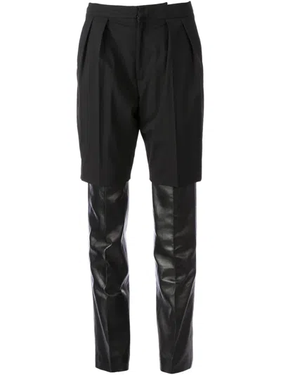 Lutz Huelle Contrasting Layered Trousers In Black