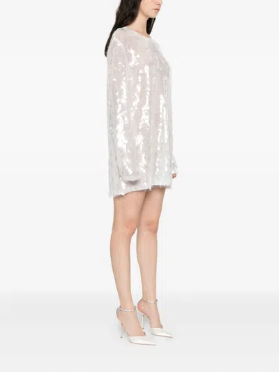 Norma Kamali Sequined Crew-neck Mini Dress In White