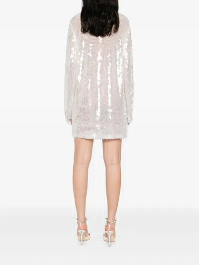 Norma Kamali Sequined Crew-neck Mini Dress In White
