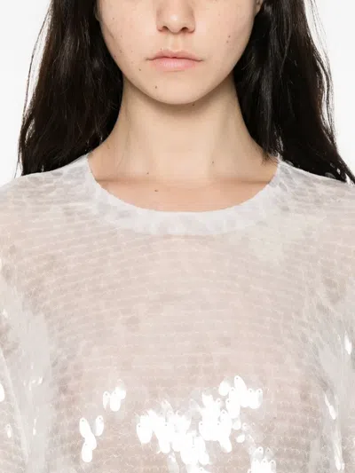 Norma Kamali Sequined Crew-neck Mini Dress In White