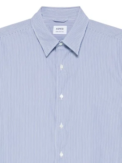 Aspesi Striped Cotton Shirt In Blue