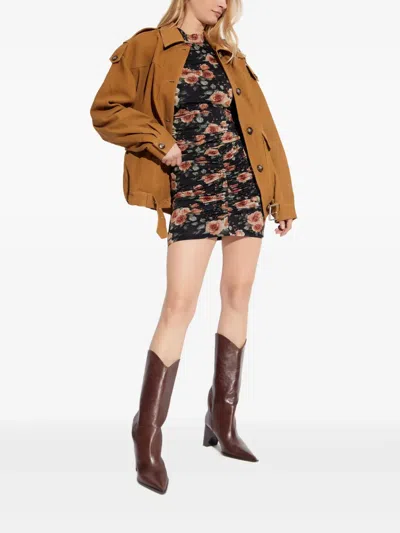 Iro Button Suede Jacket In Brown