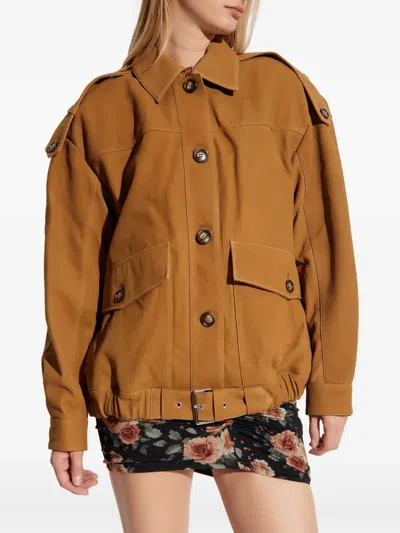 Iro Button Suede Jacket In Brown