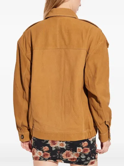 Iro Button Suede Jacket In Brown