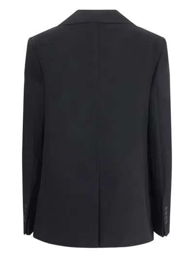 Max Mara Single-breasted Wool Broadcloth Blazer In Black