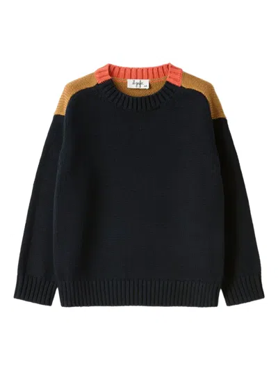 Il Gufo Colourblock Crew-neck Sweater In Blue