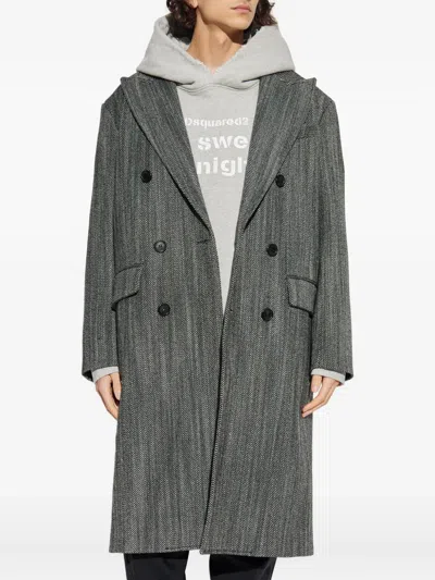 Dsquared2 Long Sleeve Coat In Gray