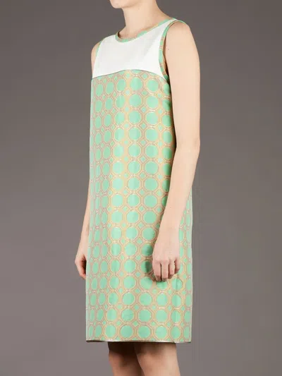 Mantù Patterned Shift Dress In Green