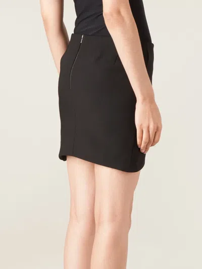 Anthony Vaccarello Leather Detail Ruffle Skirt In Black