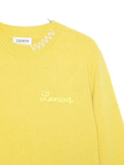 Laneus Logo-embroidered Sweater In Yellow