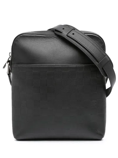 Pre-owned Louis Vuitton 2010-2025 Damier Infini District Pochette Crossbody Bag In Black