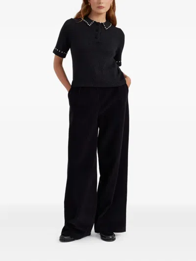 Chinti & Parker Black Laura Whitmore Diamonte Polo Top In Black