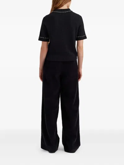 Chinti & Parker Black Laura Whitmore Diamonte Polo Top In Black