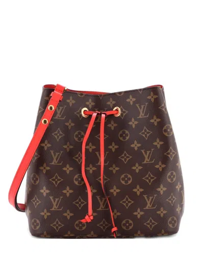 Pre-owned Louis Vuitton Neonoe Handbag Monogram Canvas Mm Bucket Bag In Brown