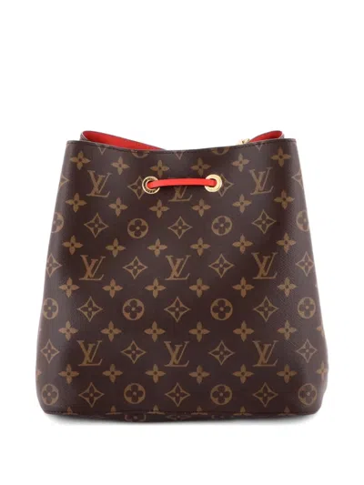 Pre-owned Louis Vuitton Neonoe Handbag Monogram Canvas Mm Bucket Bag In Brown