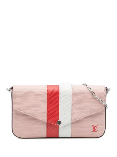 Pre-owned Louis Vuitton 2018 Epi Stripes Pochette Felicie Crossbody Bag In Pink