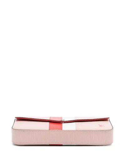 Pre-owned Louis Vuitton 2018 Epi Stripes Pochette Felicie Crossbody Bag In Pink