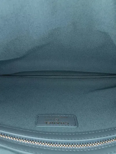 Pre-owned Chanel 2019 Medium Tweed Deauville O Case Clutch Bag In Blue