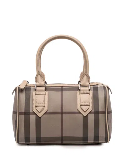 Pre-owned Burberry 2000-2017 Smoke Check Coated Canvas Chester Boston Bag In Brown