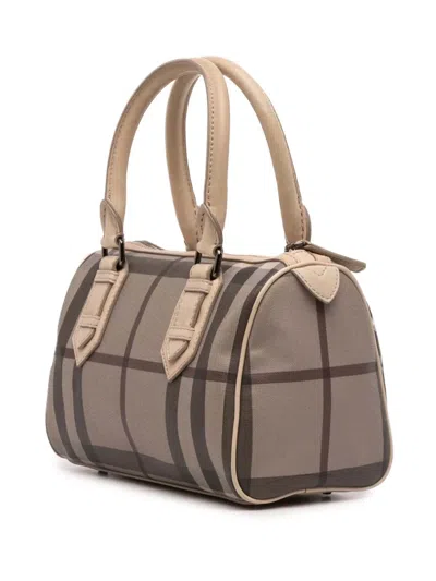 Pre-owned Burberry 2000-2017 Smoke Check Coated Canvas Chester Boston Bag In Brown