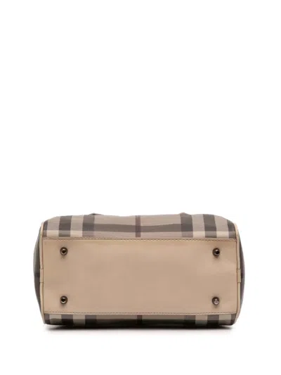 Pre-owned Burberry 2000-2017 Smoke Check Coated Canvas Chester Boston Bag In Brown