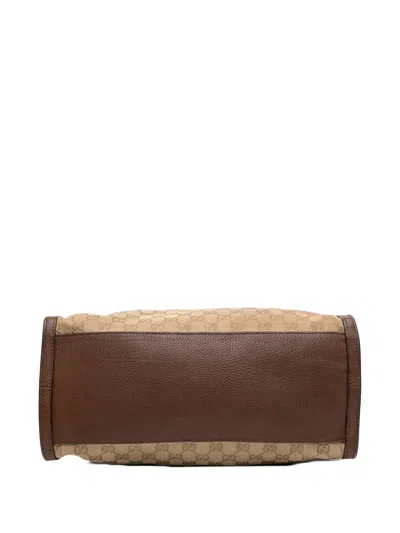 Pre-owned Gucci 2016-2025 Gg Canvas Ramble Layered Satchel In Brown