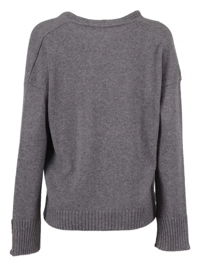 Kangra Cashmere Knit Pullover With Strass Embellishments At Cuffs In Gray
