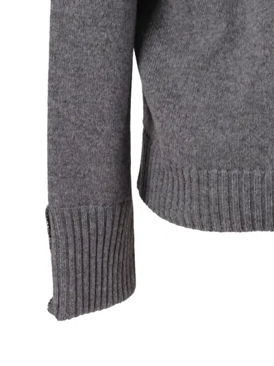Kangra Cashmere Knit Pullover With Strass Embellishments At Cuffs In Gray