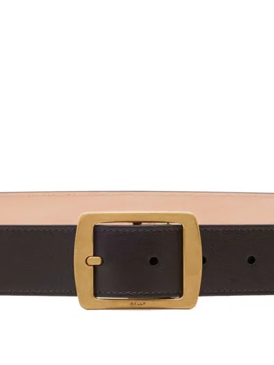 Bally Glen Buckle Leather Belt In Black