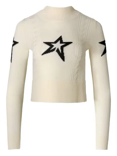 Perfect Moment Cable Under Layer Sweater Snow White In Animal Print