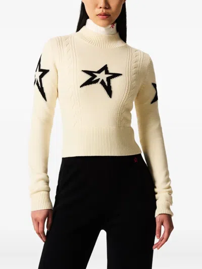 Perfect Moment Cable Under Layer Sweater Snow White In Animal Print