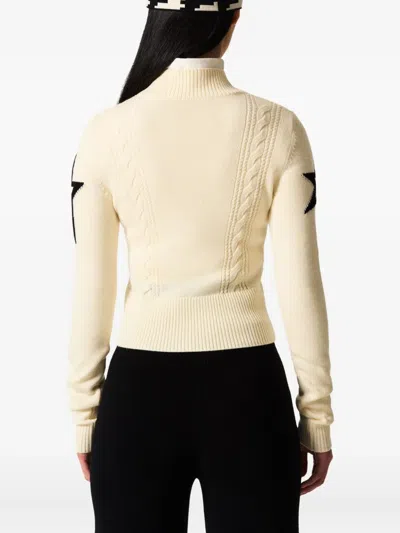 Perfect Moment Cable Under Layer Sweater Snow White In Animal Print