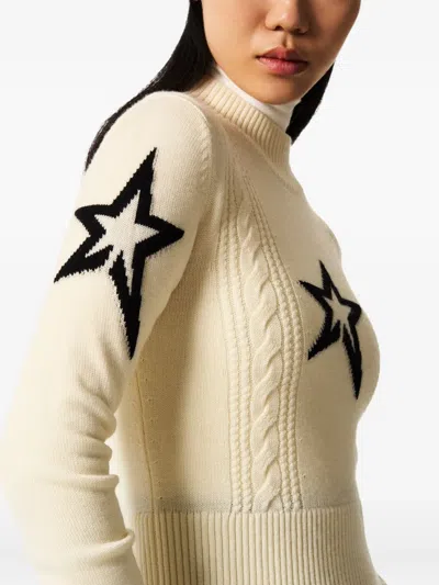 Perfect Moment Cable Under Layer Sweater Snow White In Animal Print