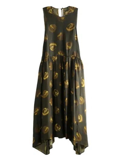 Uma Wang Black Viscose Dress In Green