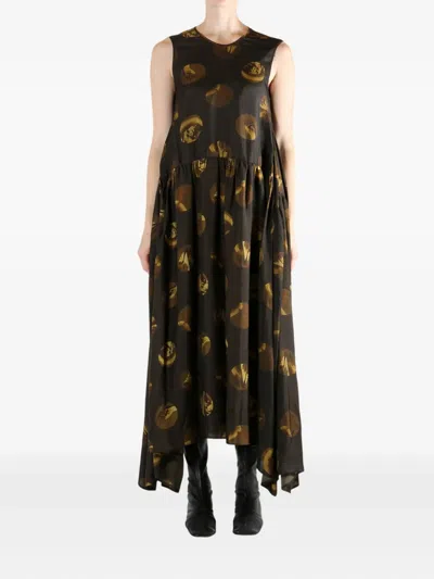 Uma Wang Black Viscose Dress In Green