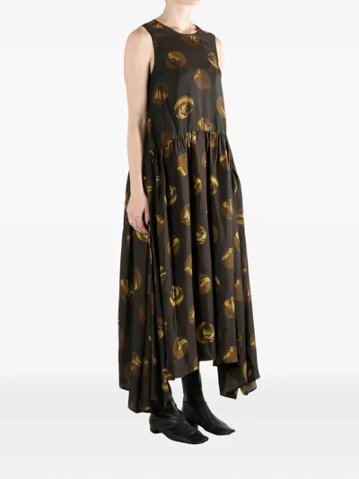 Uma Wang Black Viscose Dress In Green