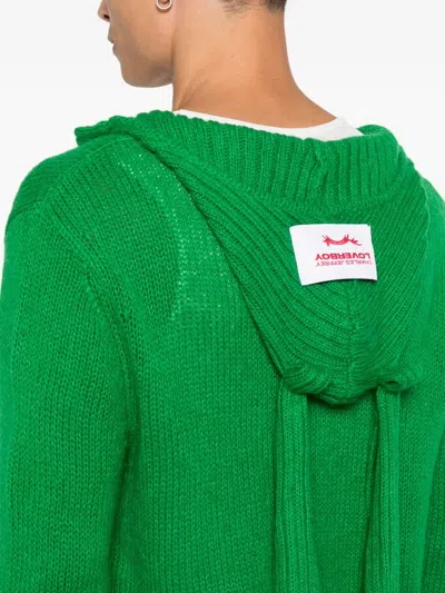 Charles Jeffrey Loverboy Rabbit Balaclava Button-front Cardigan In Green