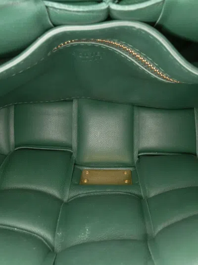 Pre-owned Bottega Veneta 2012-2025 Nappa Intrecciato Padded Chain Cassette Satchel In Green