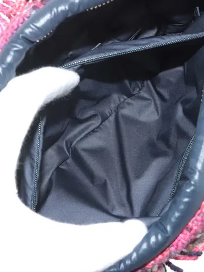 Pre-owned Chanel 2018-2019 Embossed Nylon Tweed Doudoune Belt Bag In Blue